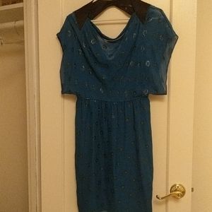 Aidan Mattox turquoise and black cocktail dress